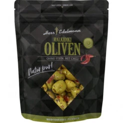 Edelmann Halkidiki Oliven Mit Chili Ohne Stein 150G